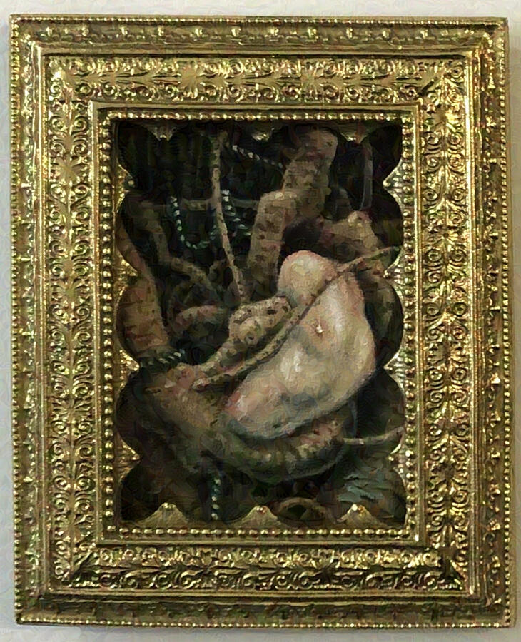 Oil painting lost in the woods by heather a laurence